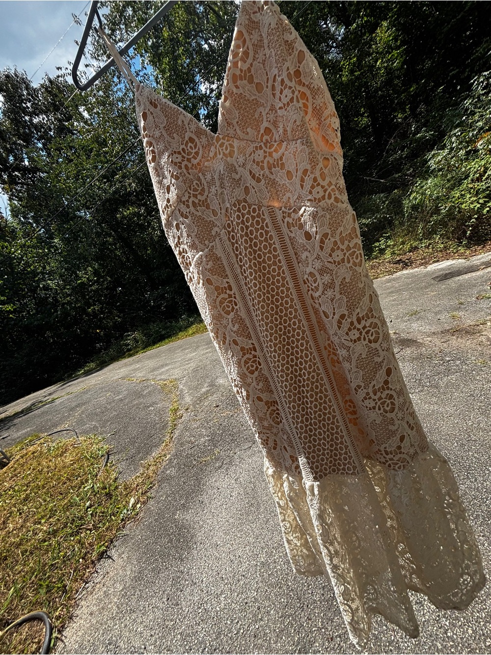 Romeo & Juliet Couture Cream Crochet Lace Maxi Dress NWoT!